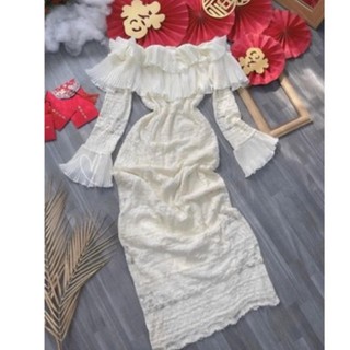 đầm bẹt vai ren tầng
