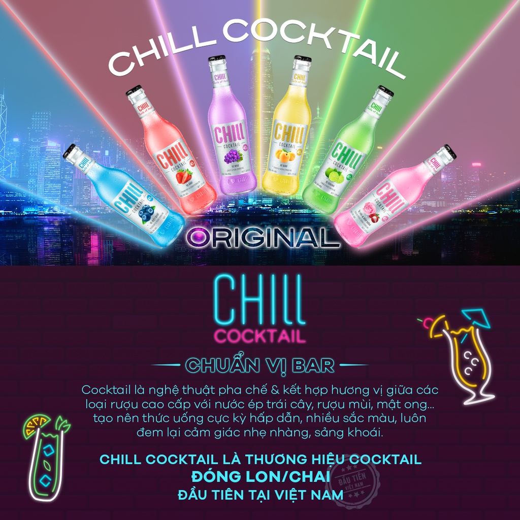 Thùng 24 chai Chill Cocktail vị Nho 275ml/chai