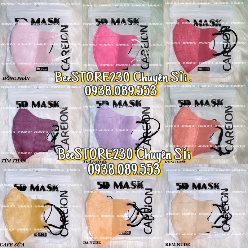 COMBO 10 Chiếc Khẩu trang 5D, 5D mask, thương hiệu 5D An phong, 5D 𝐂𝐀𝐑𝐄𝐈𝐎𝐍 𝐌𝐀𝐒𝐊 tiêu chuẩn THÁI 100% (1 túi)