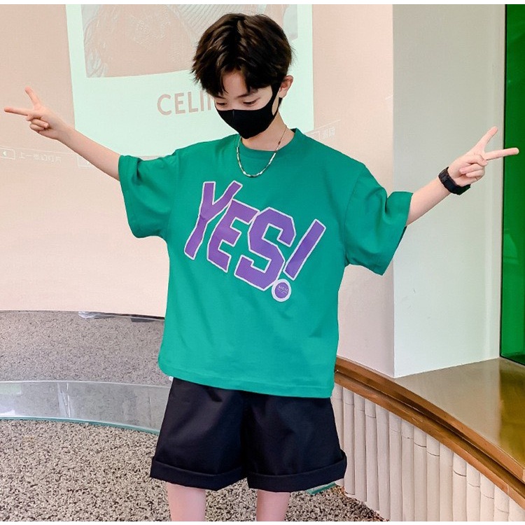 Bộ quần áo mùa hè bé trai "K.I.N.G.Q." 14-48kg (4-14 tuổi). Thiết kế năng động, thoải mái. B57