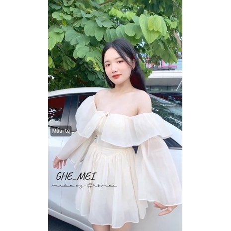 Váy nữ tơ trễ vai công chúa