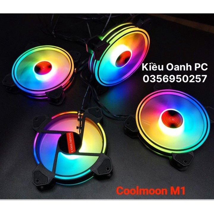 Quạt tản nhiệt Fan Led Coolmoon M1 - Led RGB Dual Ring  - Đồng Bộ Hub Coolmoon