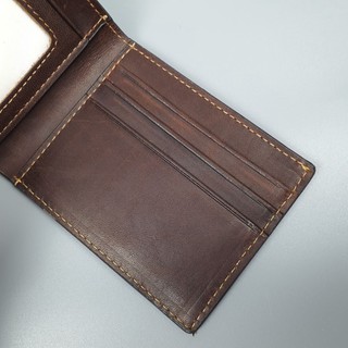 [Da thật] Ví nam da bò sáp may thủ công WS105 (Nâu sáp) - 100% da thật, BH 3 năm