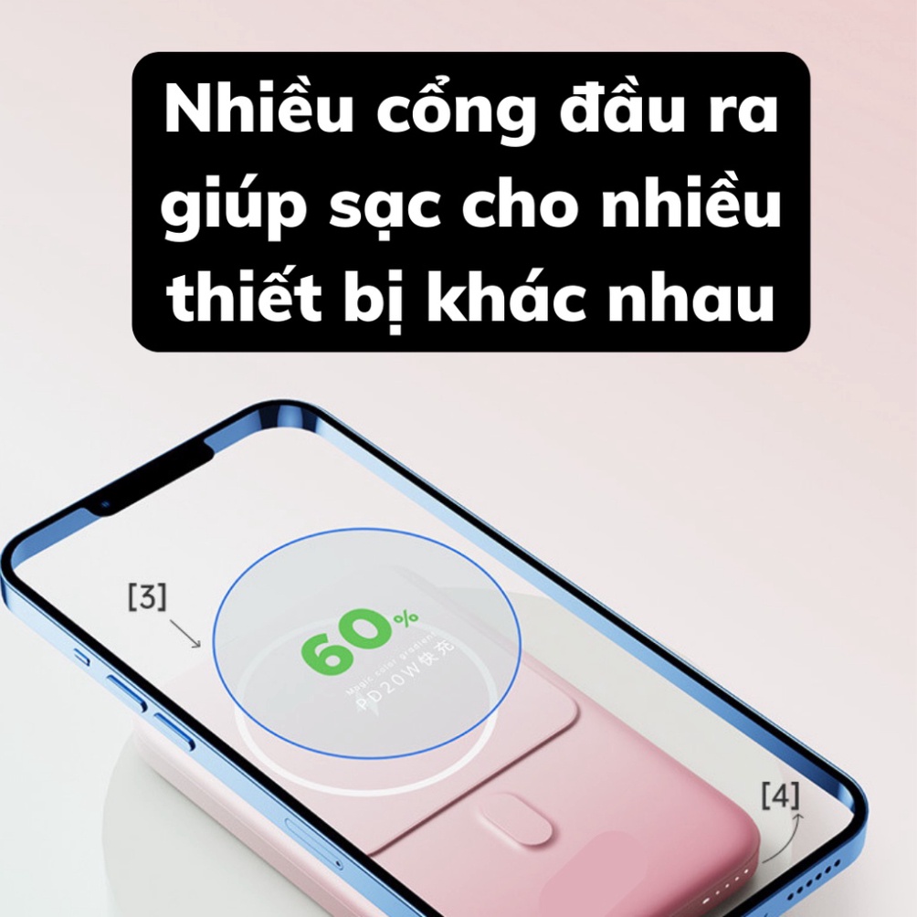 Pin Sạc Dự Phòng Không Dây 10000mah sạc nhanh PD 22.5W  - Sạc dự phòng mini từ tính