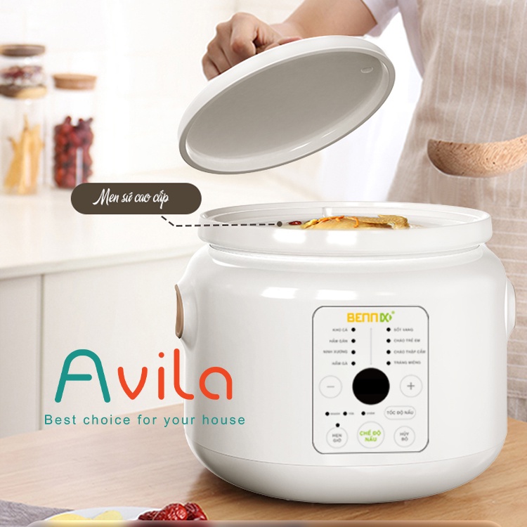 Nồi lõi sứ hầm chậm, nồi hầm cháo cho bé, nồi ninh xương nồi nấu chậm Bennix