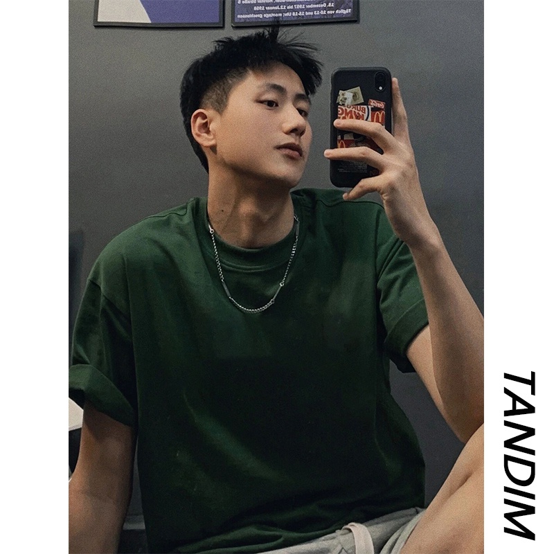Áo thun màu trơn chất cotton form rộng Unisex