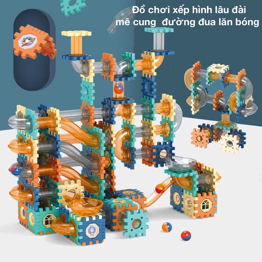 Đồ chơi xếp hình lắp ráp ghép lâu đài mê cung đường đua thả bóng Đồ chơi phát triển trí tuệ cho bé từ 2 tuổi