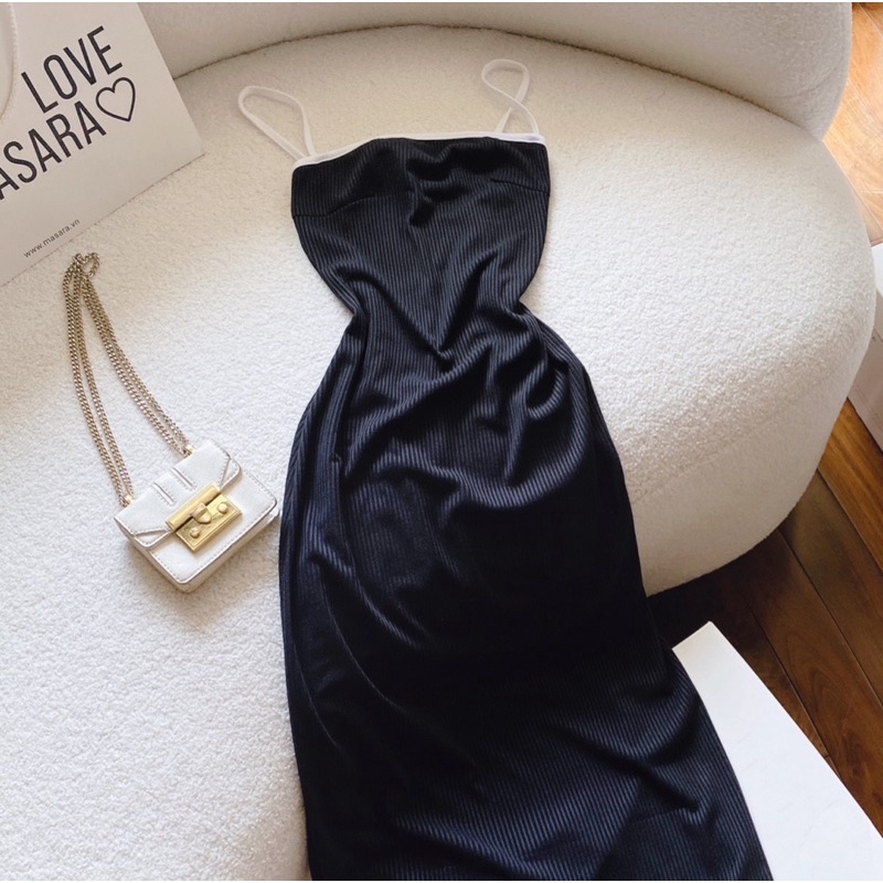 ĐẦM  BODY ĐEN 2S VIỀN TRẮNG HỞ LƯNG☘️