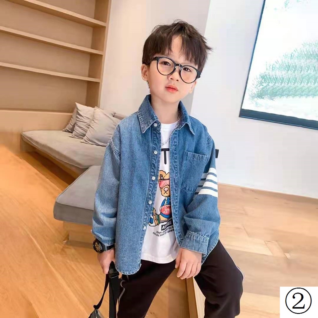 Áo Sơ Mi Denim Tay Dài Thời Trang Hàn Quốc 2021 Cho Bé Trai