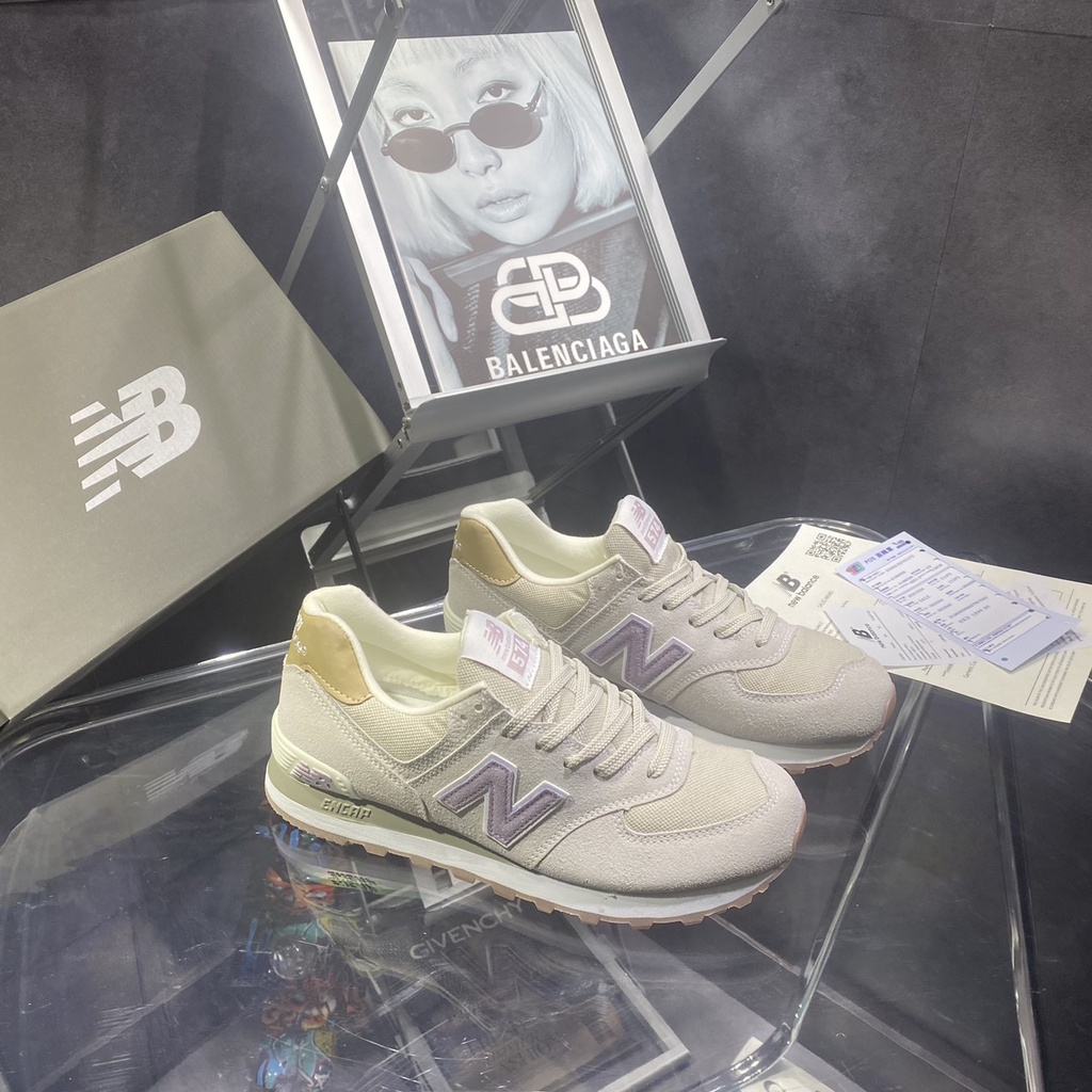 Giày thể thao nam nữ New Balance ML574LG Grey Violet, Giày thê thao NB 574 Xám bản tiêu chuẩn