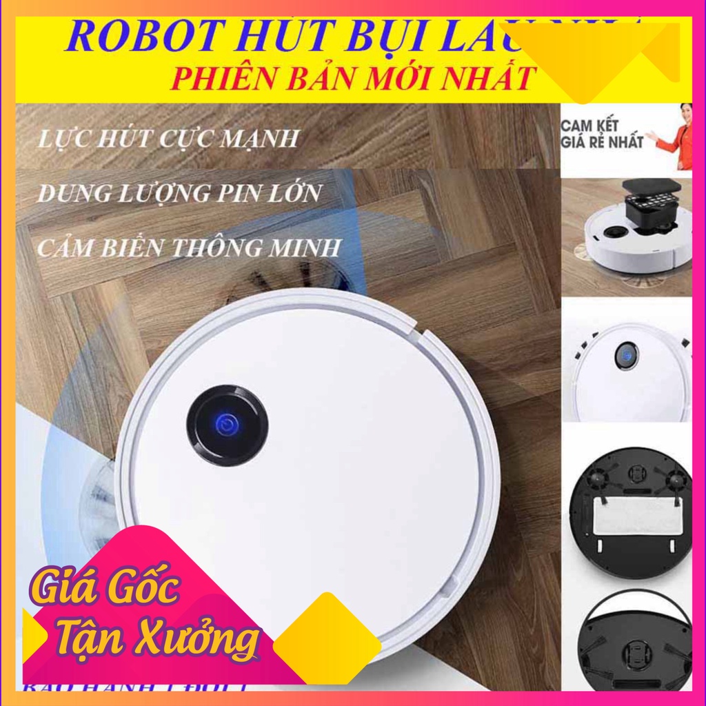 Robot Hút Bụi Lau Nhà,Máy Hút Bụi Phiên Bản Nâng Cấp, Lực Hút Cực Mạnh 3000mah, Cảm Biến Thông Minh, Pin Trâu