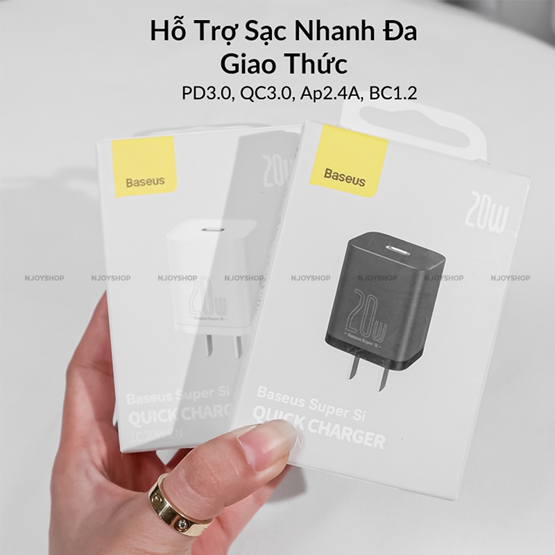 Củ Sạc Nhanh 20w Siêu Nhỏ Chân Cắm Type C Cho Điện Thoại IP11/12/13/14 Series Baseus Super Si Njoyshop