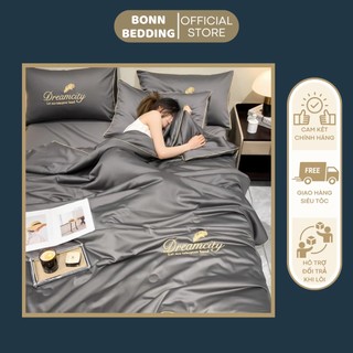 Bộ chăn ga gối Lụa dreamcity chăn trần bông, bộ ga giường lụa cao cấp 4 món phủ / chun, 1m 1m2 1m4 1m5 1m6 1m8 2mx2m 2m2