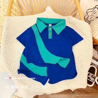 Bộ phẩy xanh cổ bẻ bé trai