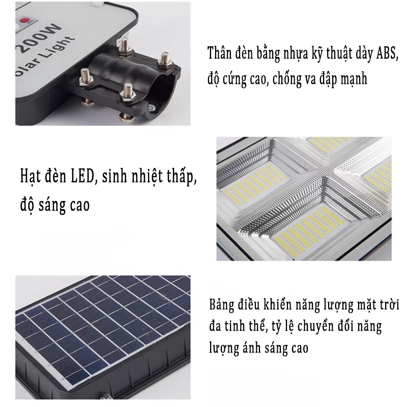 Đèn năng lượng mặt trời 600W 300w 200w có remote sáng liên tục chuyên công trình đèn đường sân vườn,Cảm Biến Chuyển Động