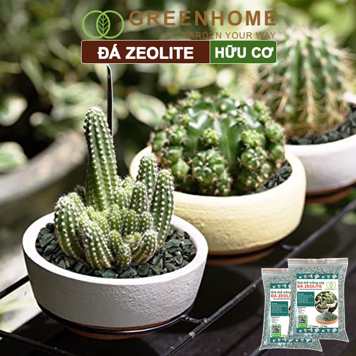 Đá zeolite Greenhome, bao 25kg, size 3-6mm, rãi mặt, giá thể, sen đá, xương rồng, hồ thuỷ sinh