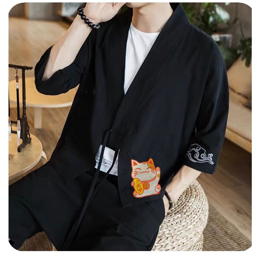 Áo khoác kiểu Haori Mèo Tài Lộc Lion - Giá sỉ Unisex
