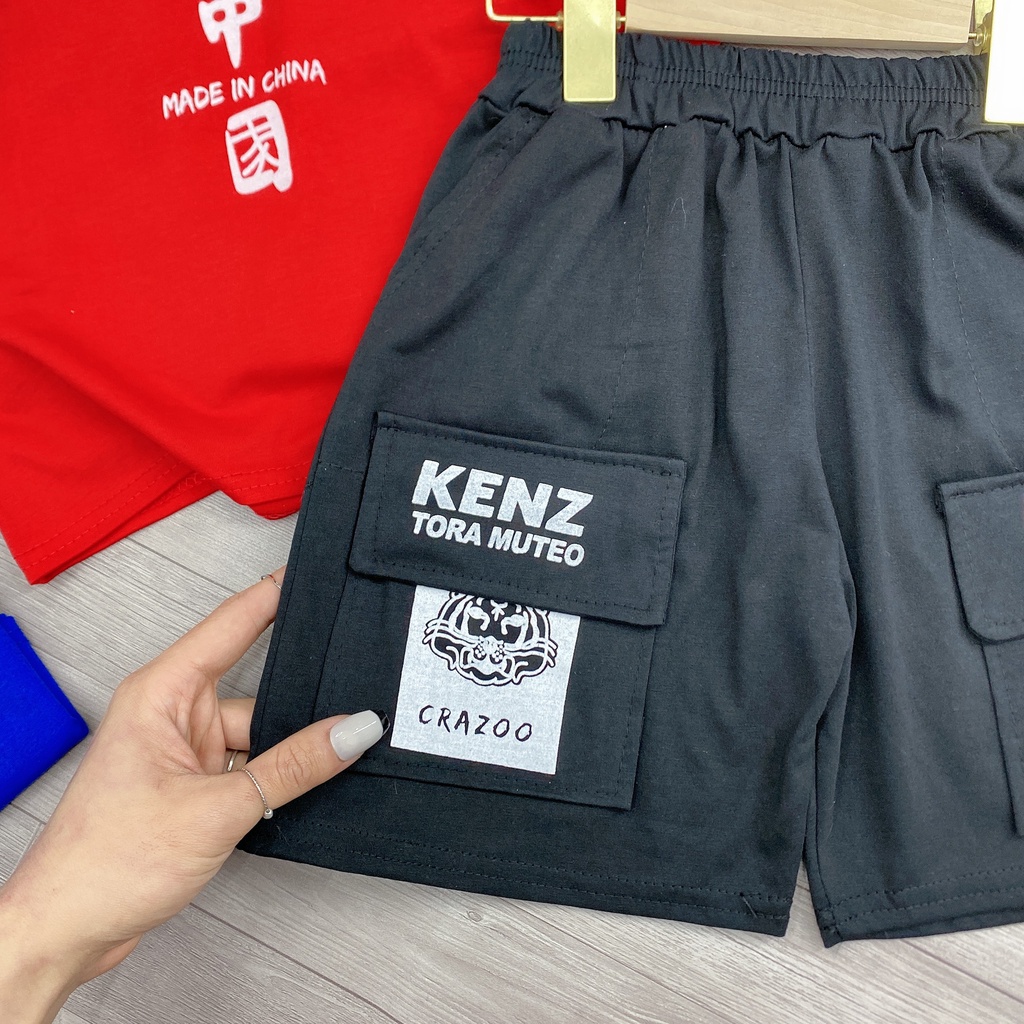 Bộ quần áo thun hè " Hình - Hổ" 14-48kg cho bé trai 4-14 tuổi. Năng động, phong cách. Hàng may kỹ. B56