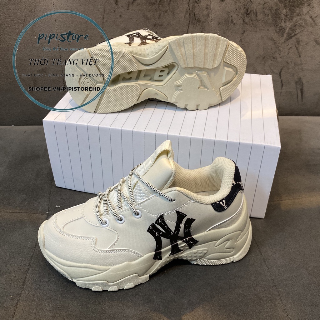 Giày MLB Ny chữ đen gót đen, Giày mlb ny gót gấm in 3D đế tách size 36-43
