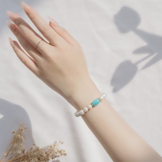 Vòng tay ngọc trai trắng nuôi nước ngọt cao cấp phối lu thống amazonite thời trang sang trọng Udumbara