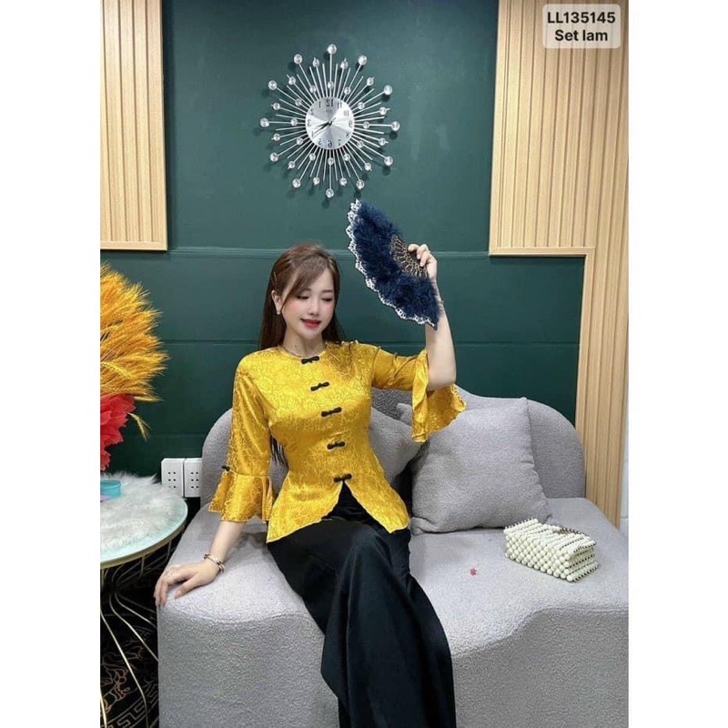 (55-100kg ) BỘ LAM ĐI CHÙA NÚT TÀU TAY LỠ BIGSIZE ( ảnh thật tự chụp ạ )