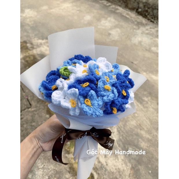 Bó hoa lưu ly mini bằng len  - Đồ Handmade