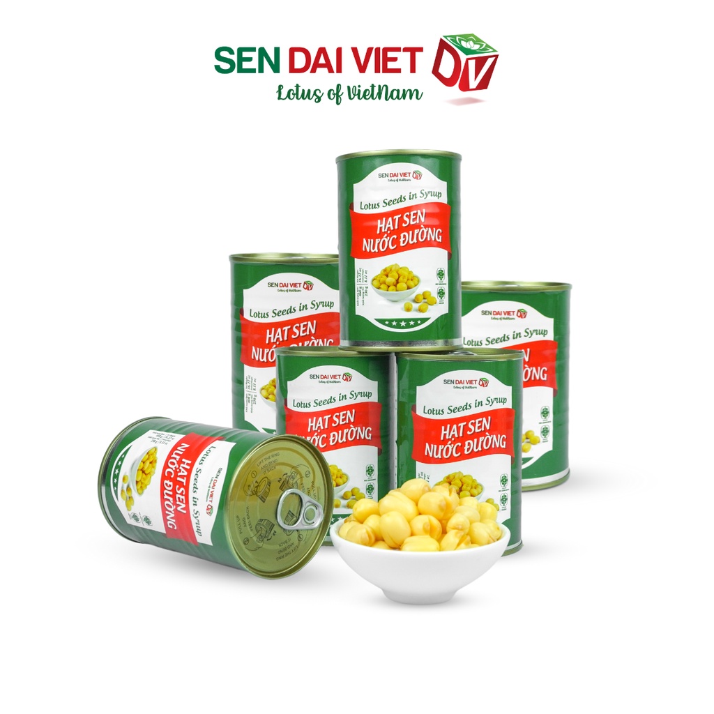 [6 Lon] Hạt Sen Nước Đường- Hương Vị Thơm Ngon, Dễ Dàng Sử Dụng, Nguyên Liệu Pha Chế, ĐV- Sen Đại Việt- Lon 460g