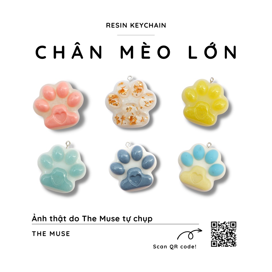 Móc khóa nhựa Resin handmade Chân mèo lớn Edition siêu xinh, đồ trang trí, quà tặng ý nghĩa cho con sen mê mèo