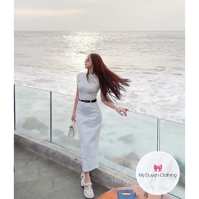 Set áo cotton cộc tay mix chân váy kaki hàn tặng kèm belt sang chảnh | BigBuy360 - bigbuy360.vn