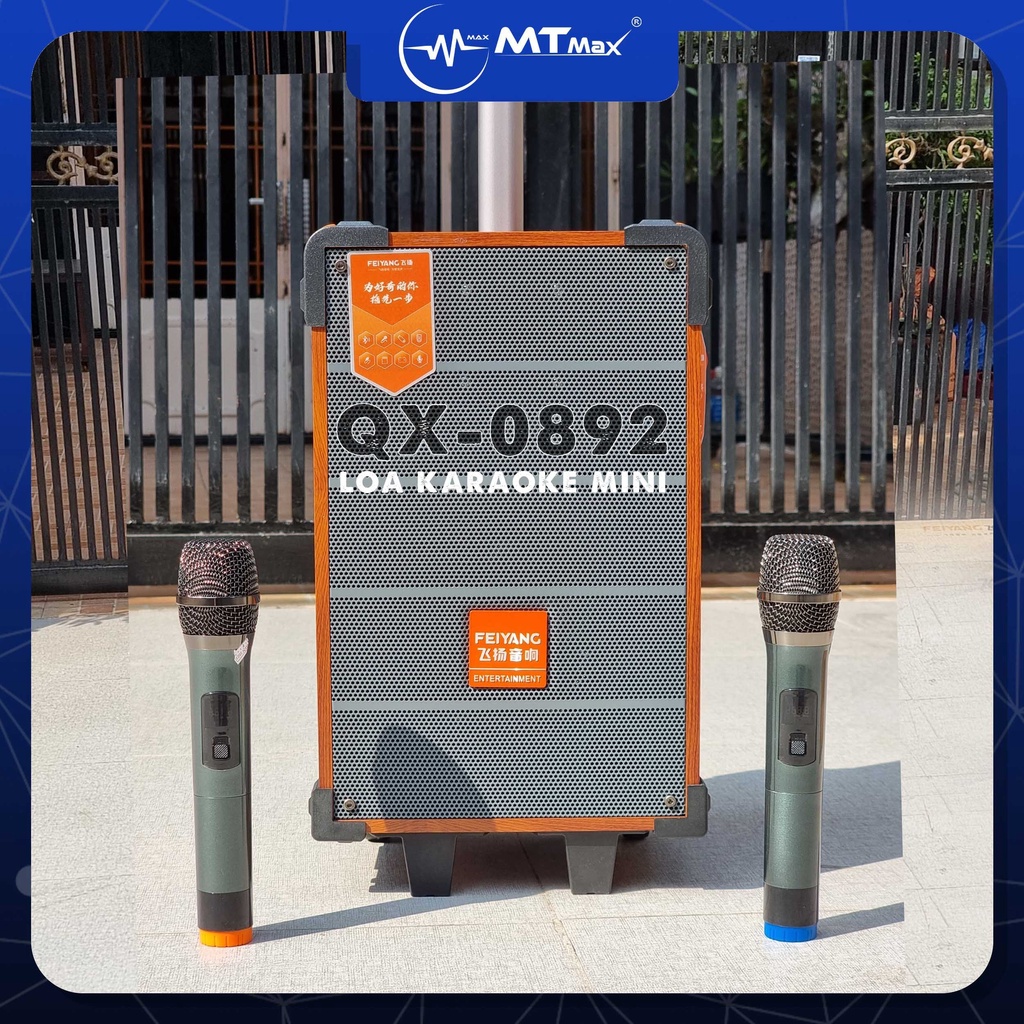 Loa kéo di động thùng gỗ QX - 0892 mini tặng kèm micro dòng loa karaoke phục vụ cho cả gia đình hoặc bạn bè