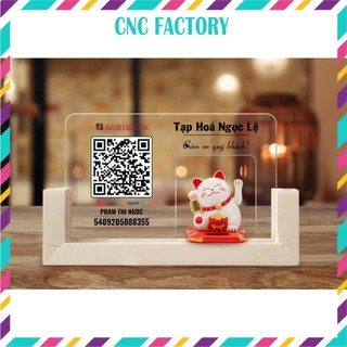 Bảng QR mèo thần tài vẫy tay mica in theo yêu cầu, in mã qr để bàn đựng mèo thần tài vẫy tay bằng năng lượng mặt trời