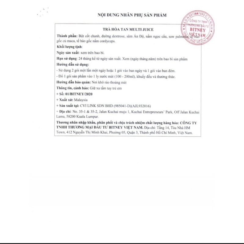 Thảo dược Multi Juice Bitney