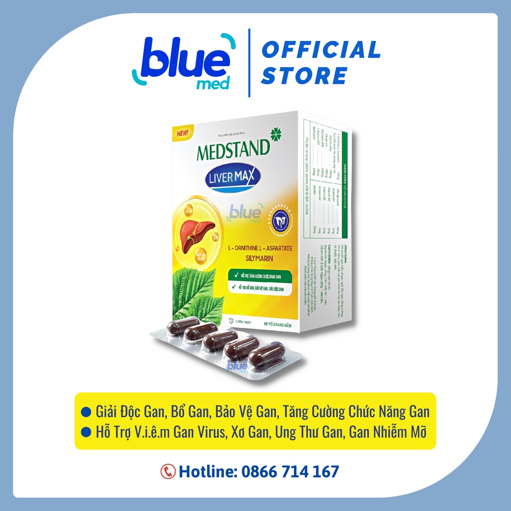 Giải Độc Gan Medstand Liver Max - Tăng Cường Chức Năng Gan, Giải Độc Gan, Bổ Gan, Bảo Vệ Gan (Hộp 60 Viên) [Chính Hãng]
