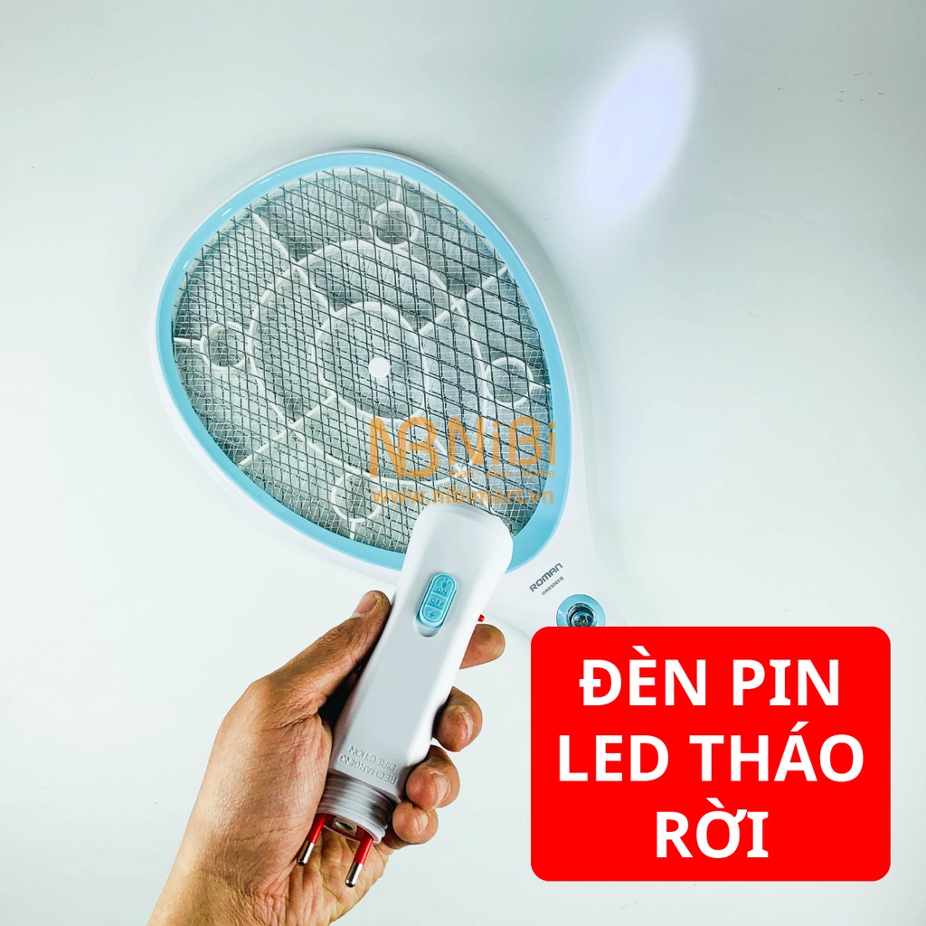Vợt muỗi Roman HMB9005 thương hiệu TÂY BAN NHA, Vợt bắt muỗi và đèn bắt muỗi bảo hành 12 tháng