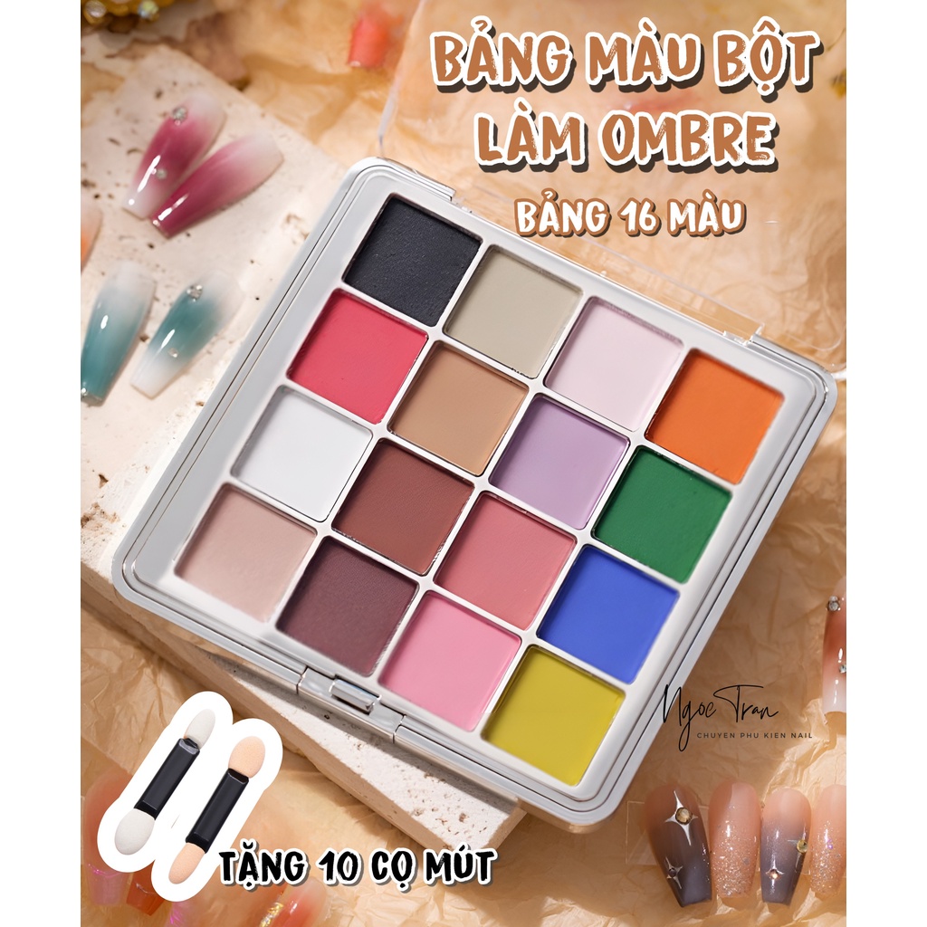 Bảng Màu Bột Làm Ombre Móng Tay | 16 Màu Omber Siêu Dễ