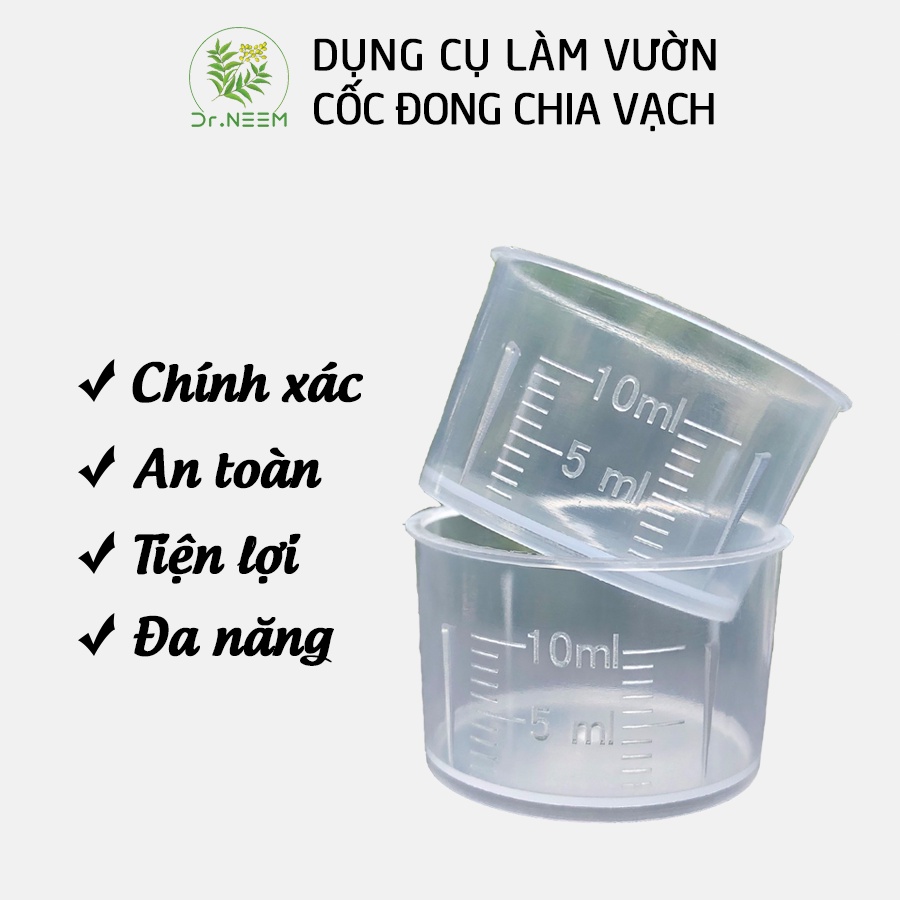 Cốc đong dầu neem có chia vạch chính xác 5ml, 10ml. Đong dầu neem hữu cơ phun trị trĩ, rệp, nhện cho cây trồng