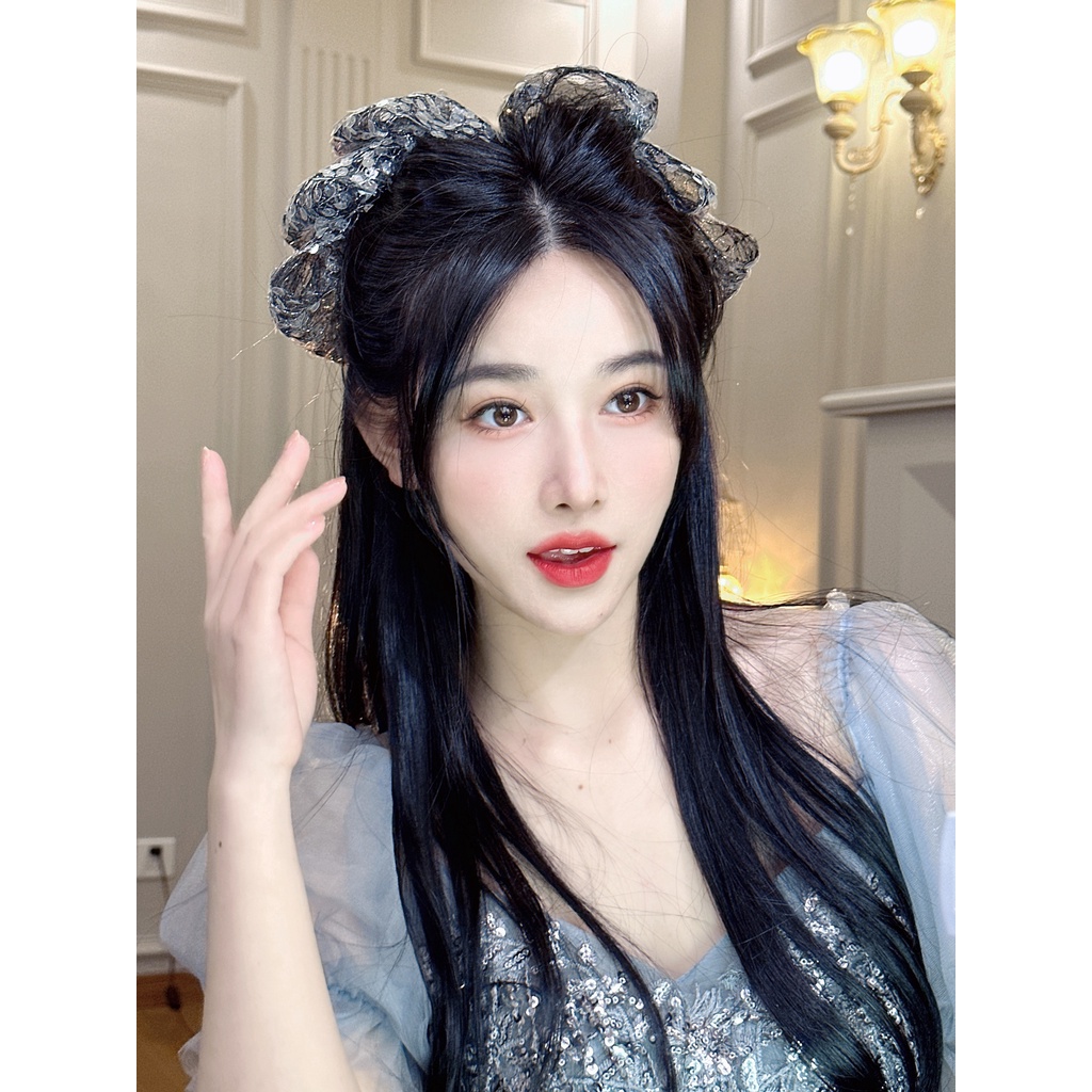 Kẹp Tóc Nơ Vải Họa Tiết Vảy Cá Xinh Xắn Thời Trang Cao Cấp