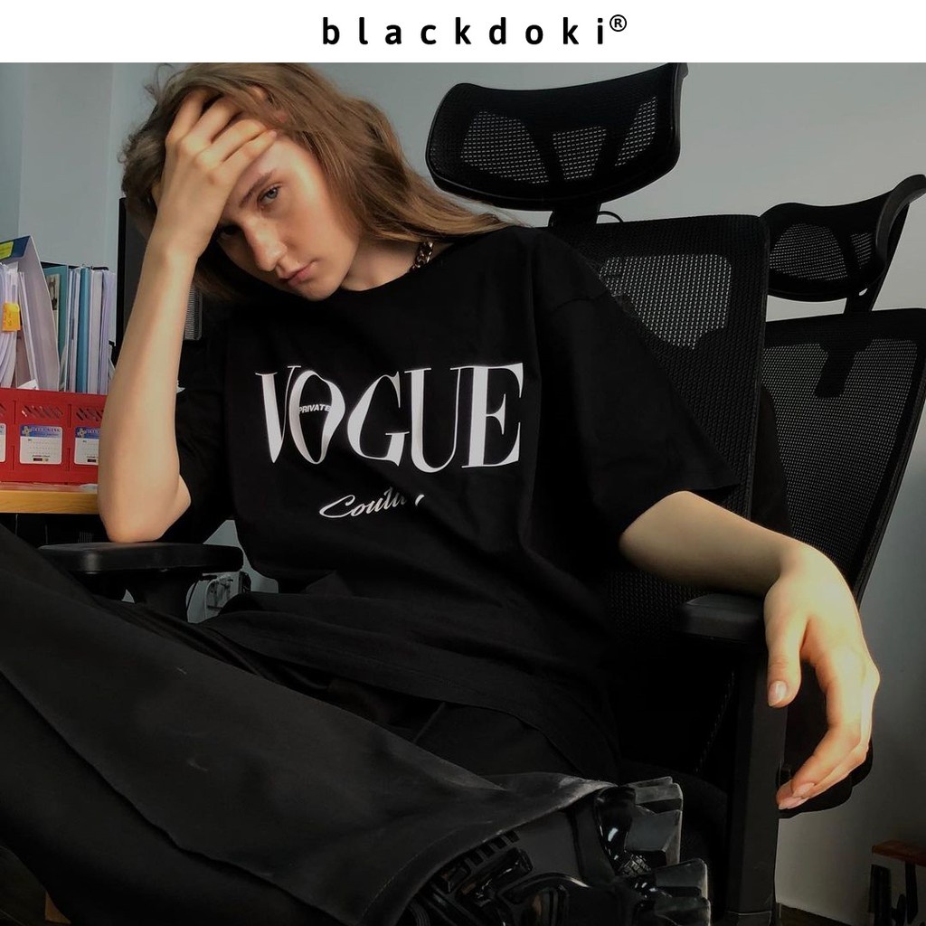 Áo thun nữ BLACKDOKI-VOUGE 2 , áo phông tay lỡ basic dáng rộng chất cotton dày dặn M96