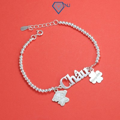 Lắc bạc cho bé khắc tên theo yêu cầu LTT0072 - Trang Sức TNJ