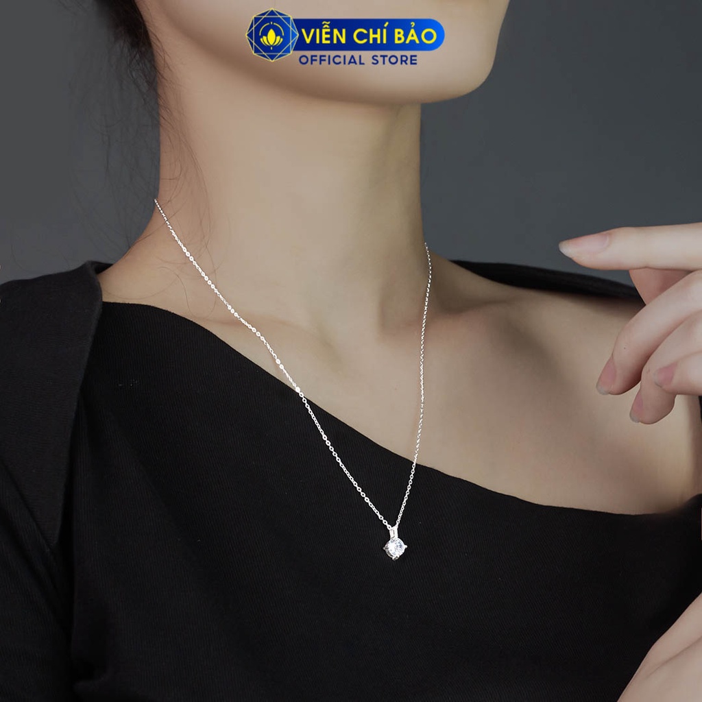 Dây chuyền bạc nữ đính đá nhỏ đơn giản chất liệu bạc 925 thời trang phụ kiện trang sức Viễn Chí Bảo D400473