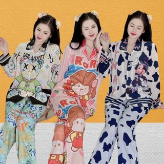 Bộ pijama nữ tay dài - pyjama lụa mango lụa đũi xước loại 1 *ma-cd-bs #đồ ngủ | đồ bộ nữ | váy ngủ | pizama .