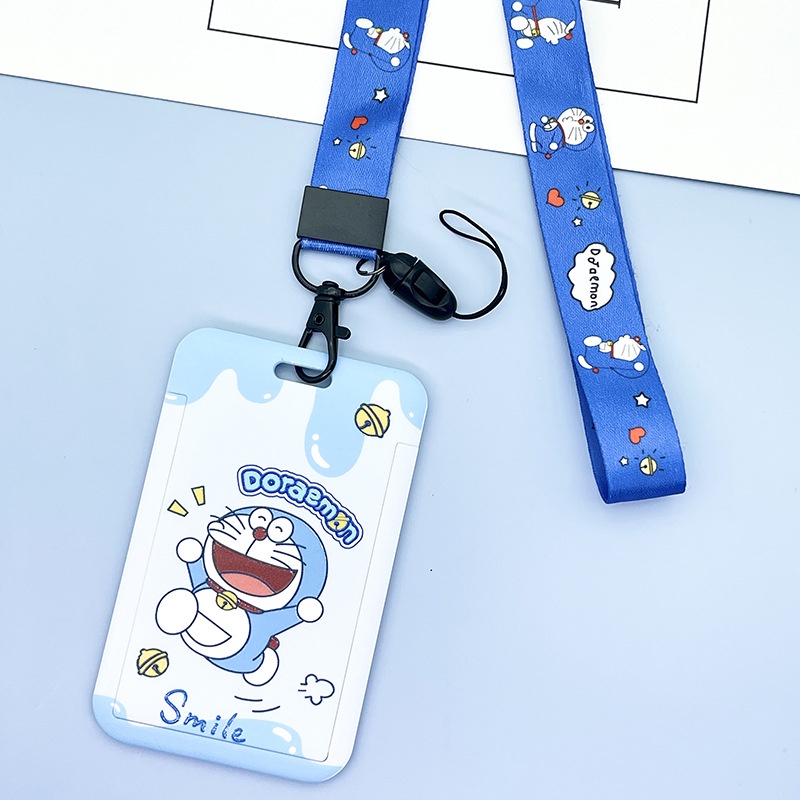 Dây đeo thẻ dọc dành cho học sinh, sinh viên, nhân viên họa tiết hoạt hình Doraemon dễ thương