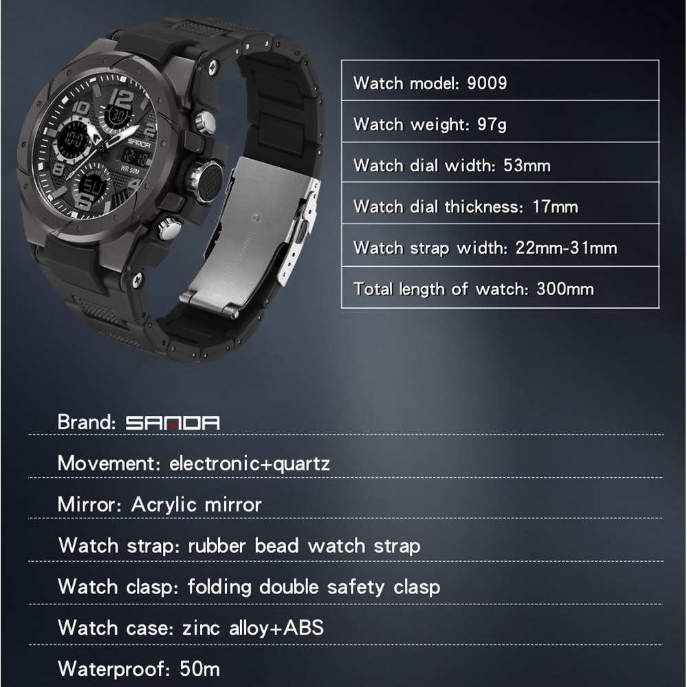 Sanda Đồng Hồ quartz Nam Đa Năng Chống Thấm Nước sd9009