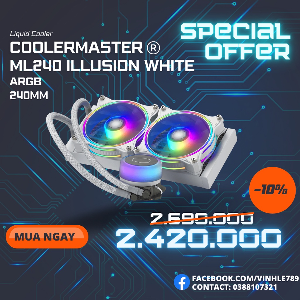Tản nhiệt nước CPU AIO MaterLiquid ML240 Illusion White Edition