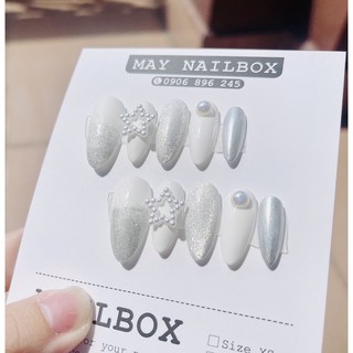 Nailbox - trắng tráng gương mắt mèo đính ngôi sao