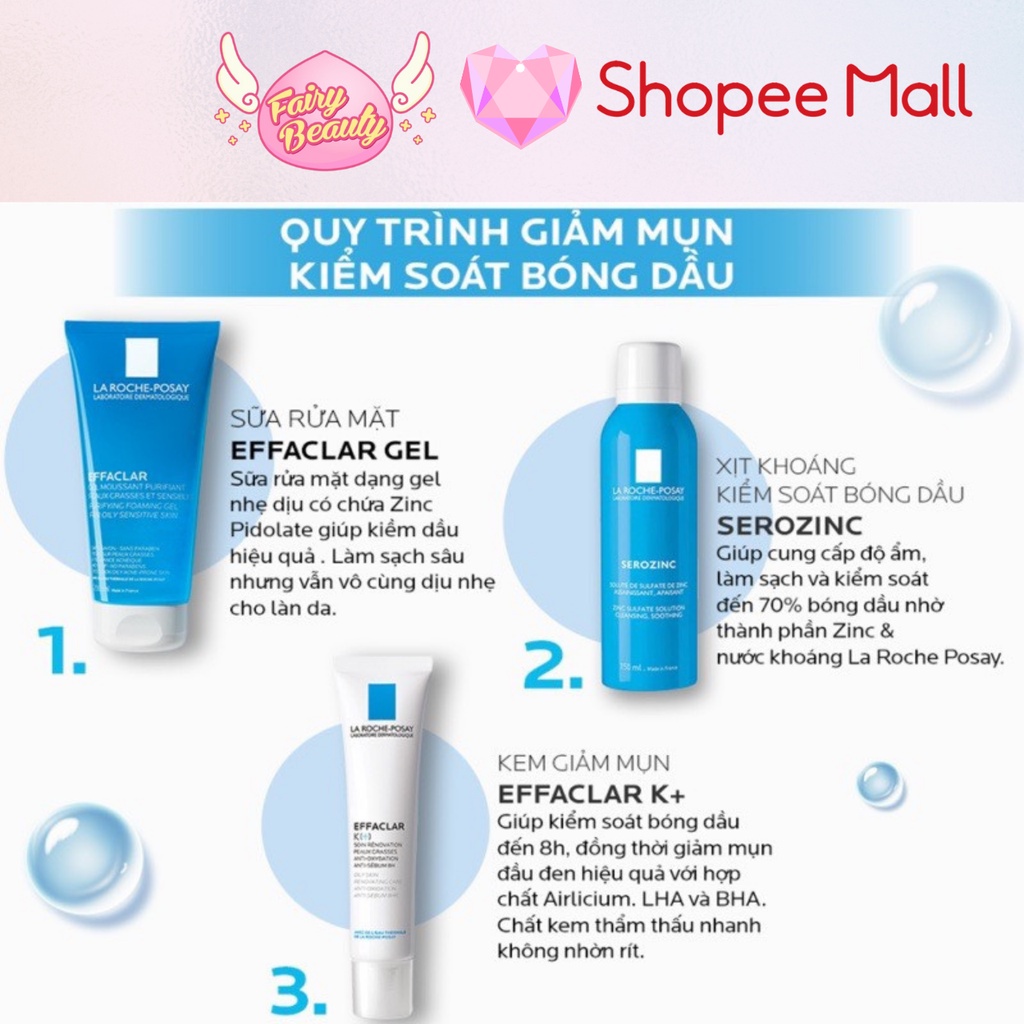 [LA ROCHE-POSAY] Kem Dưỡng Ngăn Ngừa Mụn Đầu Đen, Kiểm Soát Dầu & Thông Thoáng Lỗ Chân Lông Tối Ưu Effaclar K+ 40ml