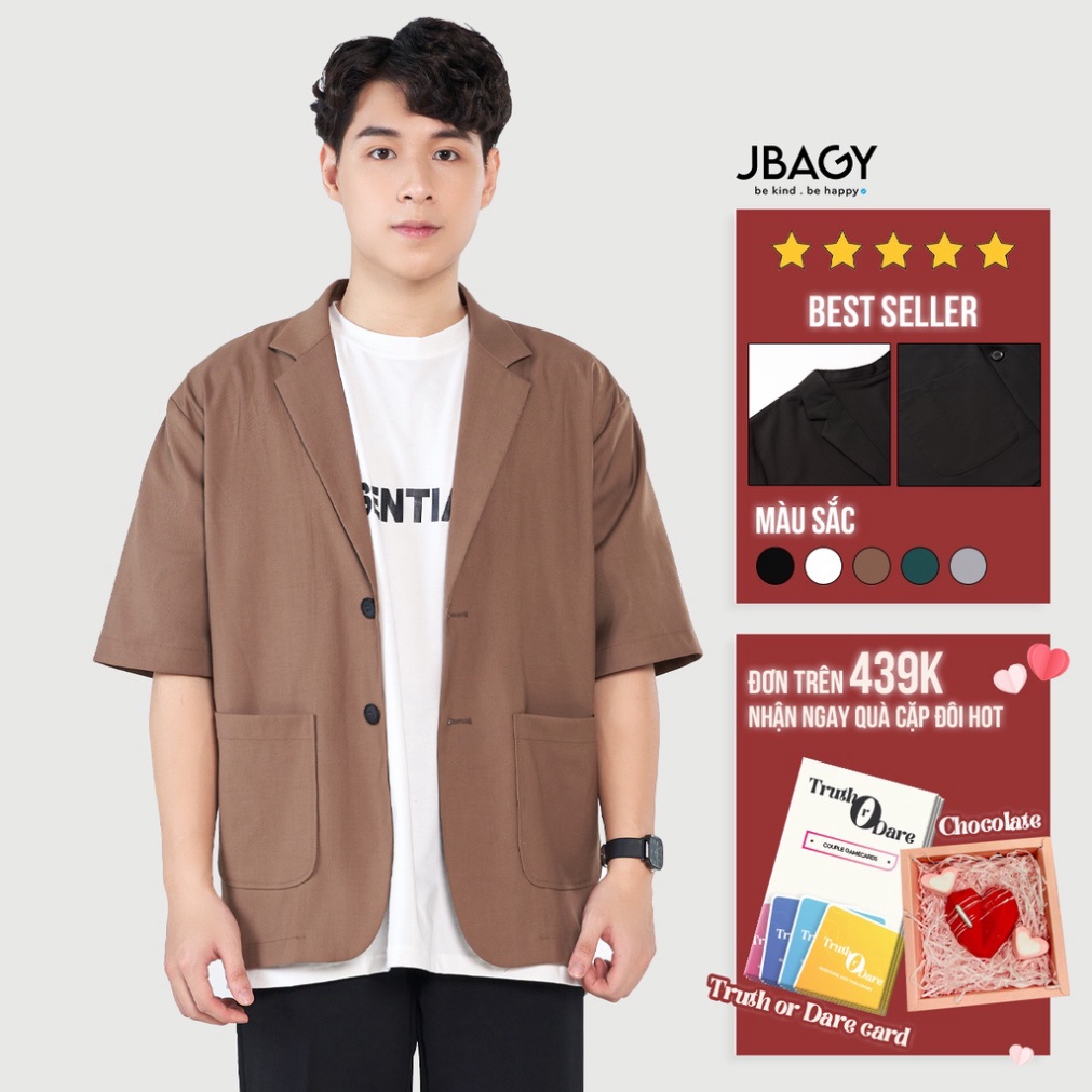 Áo blazer tay lỡ unisex phong cách Hàn Quốc, áo khoác nam form rộng vải cotton lạnh thương hiệu JBAGY - JK0102 - Hàng mớ