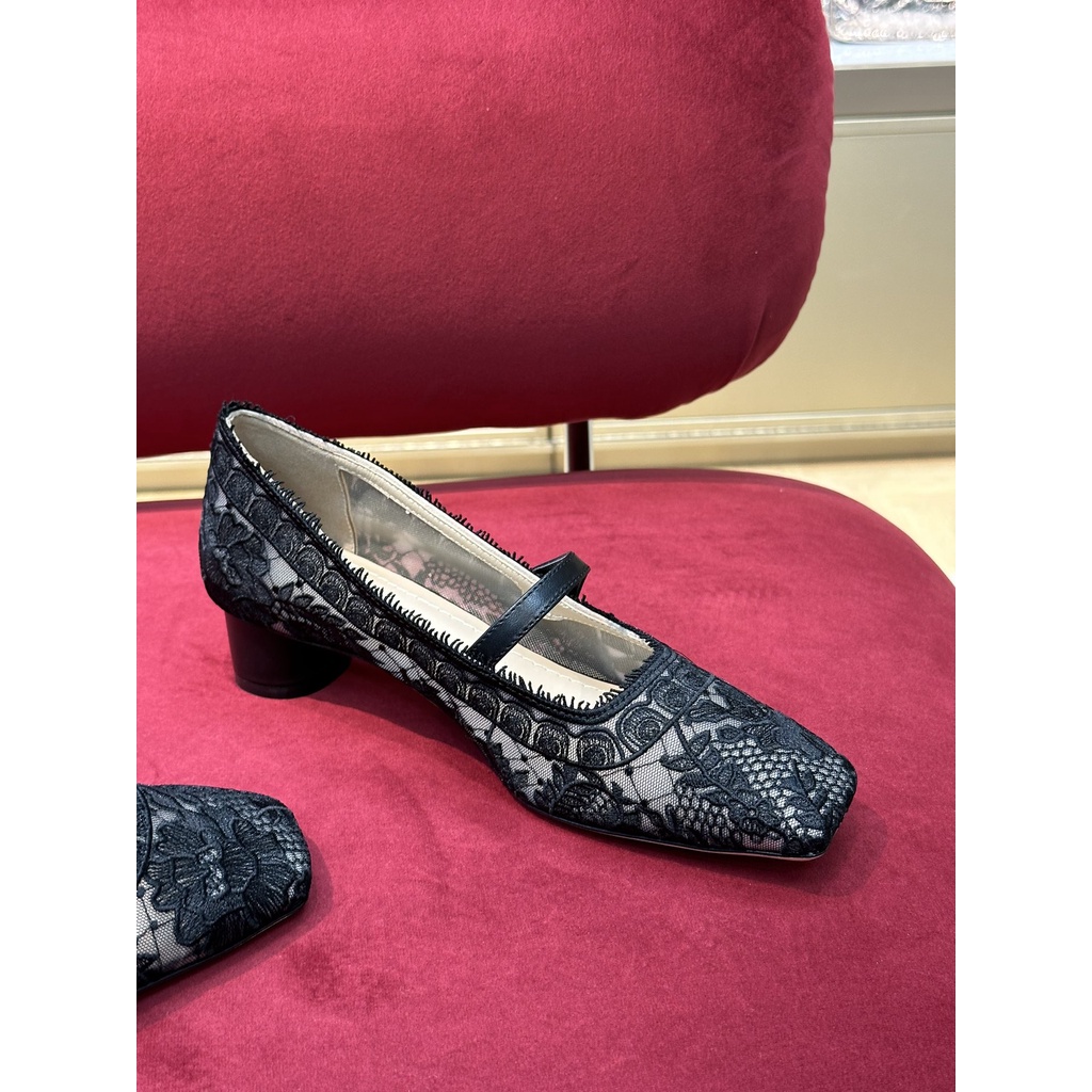 Giày Mary Jane cao gót nữ ren họa tiết hoa hồng thời trang cao cấp Dior CD phong cách thời thượng, thu hút