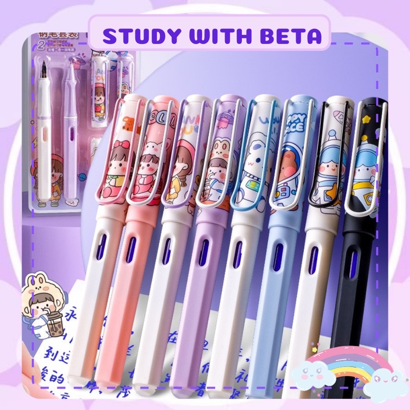 Set 2 bút mực xanh có thể bôi xoá được 2 ngòi nét đậm nét nhạt