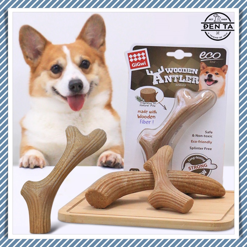 GiGwi Đồ chơi thanh nhai gặm cho chó hình gạc nai bằng gỗ thông – Đen Ta pet shop